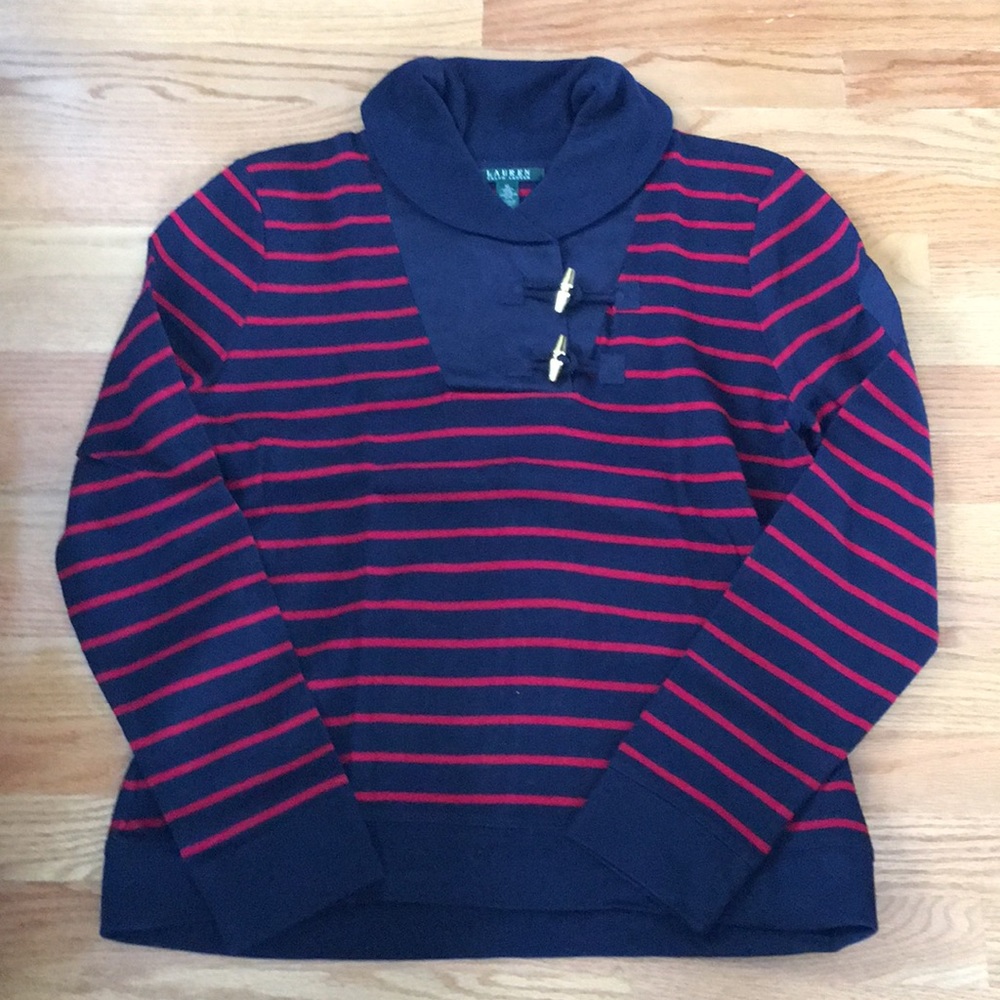 NWOT—Lauren Ralph Lauren Blue and Red Striped Top